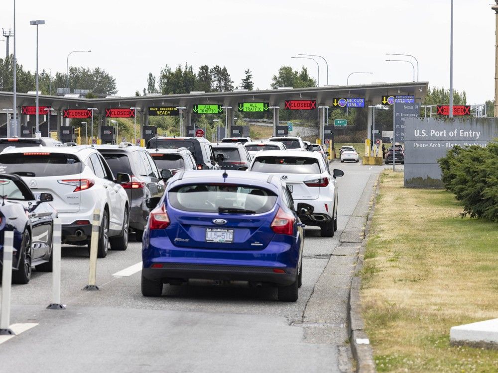 Southbound crossings at the four main points of entry near Metro Vancouver were down 27.7 per cent in July compared to the same time period last year.
