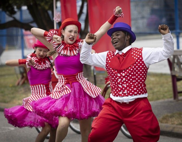  Members of the R.C. Bear and the All-Canadian Dance Party perform at the PNE Thursday, Aug. 14, 2025.