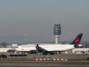 File photo of an Air Canada plane at YVR. Flight attendants are on strike and the airline has shut down mainline operations.
