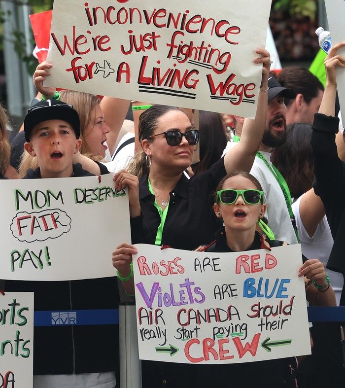  scenes from vancouver international airport (yvr) as job action by flight attendants continues following a back to work order