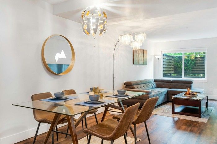  This ground-level corner unit has one bedroom and one bathroom.