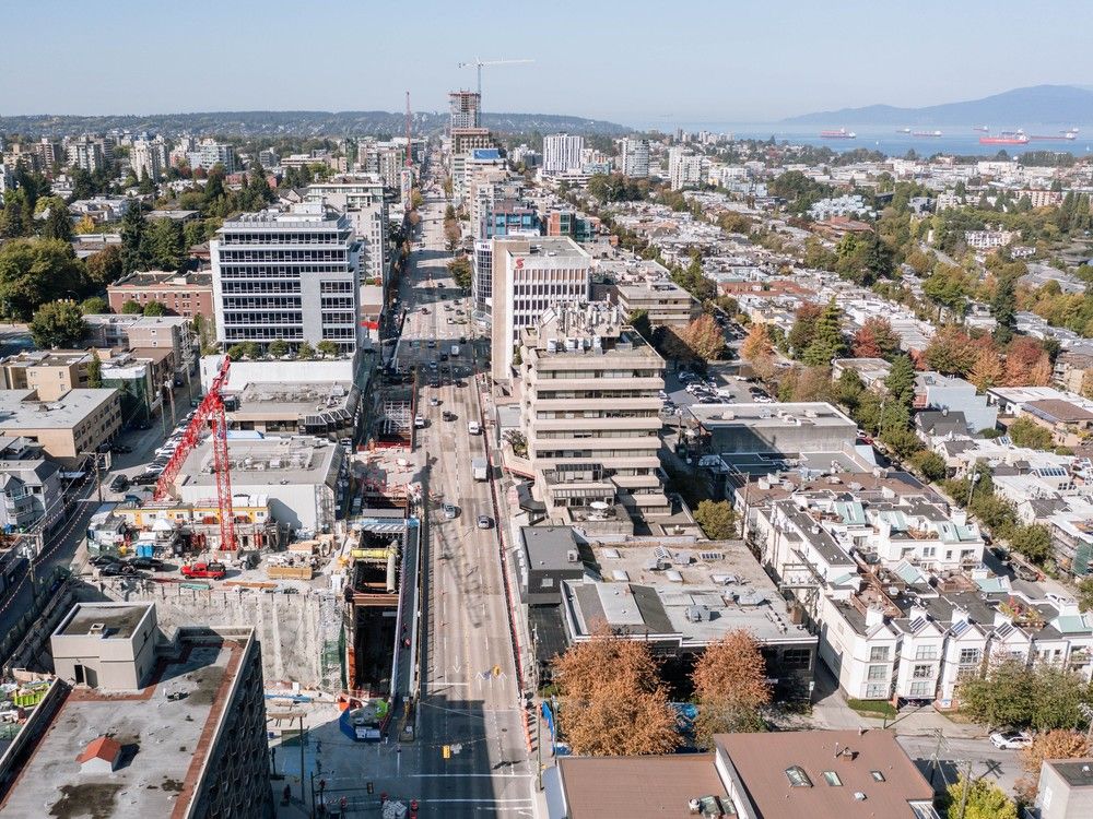 Broadway subway project-Oak VGH Station. An aerial view of the future Oak-VGH Station. Photograph shot on Sept. 22, 2023. Broadway subway project-Oak VGH Station. An aerial view of the future Oak-VGH Station. Photograph shot on Sept. 22, 2023.