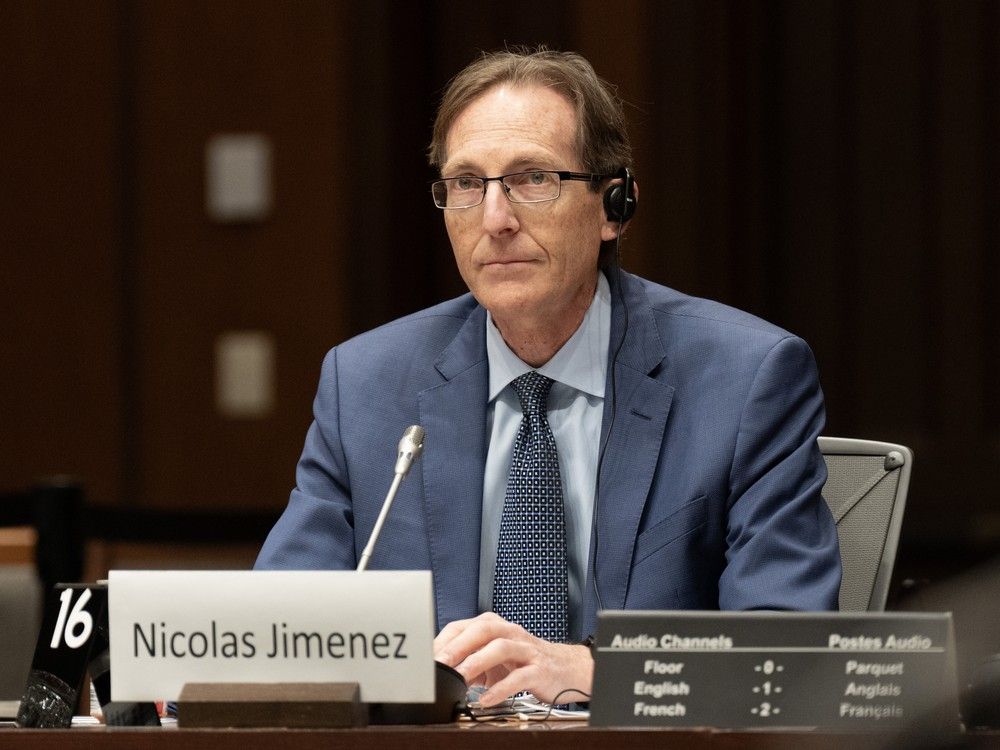  b.c. ferry services president and ceo nicolas jimenez waits to appear at the house of commons transport committee on parliament hill in ottawa, friday, aug. 1, 2025.