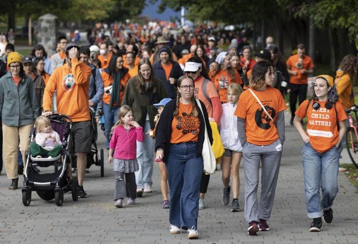 The annual Intergenerational March as part of National Day for Truth and Reconciliation ceremonies at UBC on Tuesday. The annual Intergenerational March as part of National Day for Truth and Reconciliation ceremonies at UBC on Tuesday.