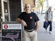 John Clerides of Marquis Wines on Davie Street in Vancouver on September 2, 2025.