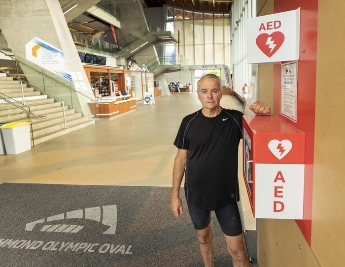  ken frail with aed inside richmond oval september 4, 2025.
