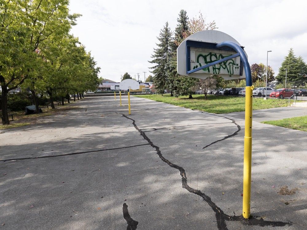 Basketball courts outside Sir Sandford Fleming Elementary School, along East 49th Avenue, in Vancouver on Oct. 3. Basketball courts outside Sir Sandford Fleming Elementary School, along East 49th Avenue, in Vancouver on Oct. 3.
