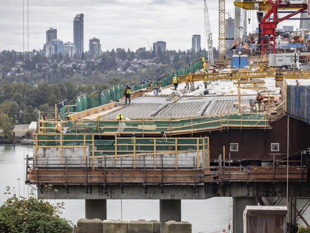 Work continues Oct. 2 on construction of the new Pattullo Bridge linking Surrey and New Westminster. Work continues Oct. 2 on construction of the new Pattullo Bridge linking Surrey and New Westminster.