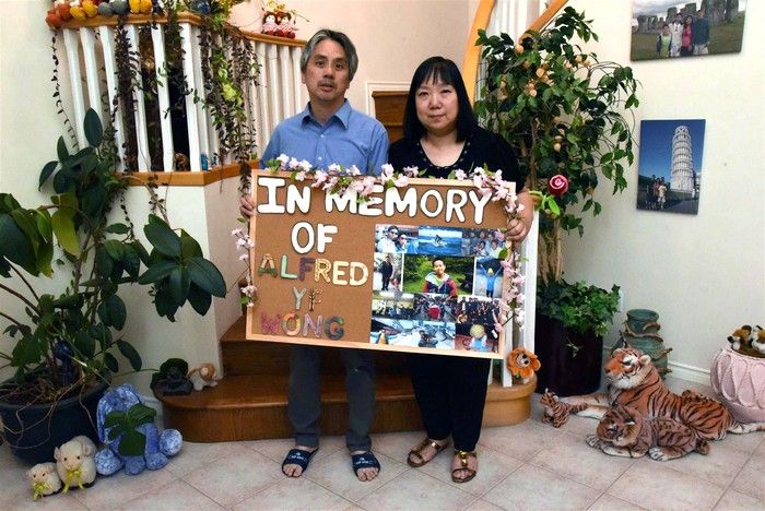 The parents of Alfred Wong: Samson Wong (father) and Chelly Wong (mother). Fifteen-year-old Alfred Wong was killed in January 2018. The parents of Alfred Wong: Samson Wong (father) and Chelly Wong (mother). Fifteen-year-old Alfred Wong was killed in January 2018.
