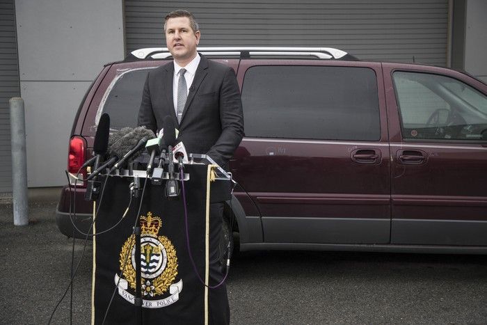 Vancouver police Sgt. Mike Heard gave an update on Jan. 11, 2019, the first anniversary of a double shooting that claimed the lives of two people including bystander Alfred Wong. Vancouver police Sgt. Mike Heard gave an update on Jan. 11, 2019, the first anniversary of a double shooting that claimed the lives of two people including bystander Alfred Wong.