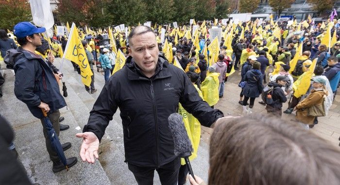 President of BCGEU Paul Finch at rally at Vancouver Art Gallery and march to Jack Poole Plaza in Vancouver. President of BCGEU Paul Finch at rally at Vancouver Art Gallery and march to Jack Poole Plaza in Vancouver.