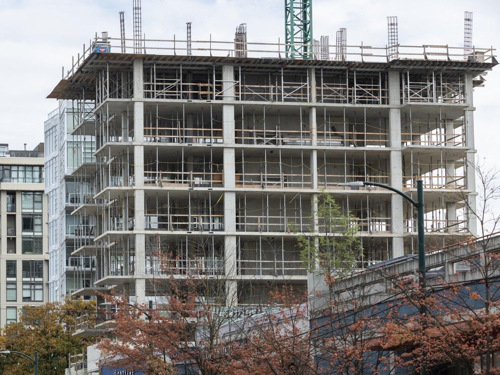 Condos under construction on West Broadway west of Oak Street in Vancouver on Oct. 7.