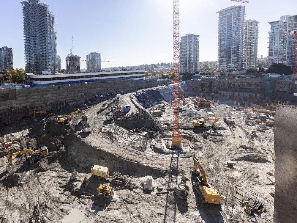The development site at Alpha Ave. and Lougheed Hwy in Burnaby on October 14, 2025. The development site at Alpha Ave. and Lougheed Hwy in Burnaby on October 14, 2025.