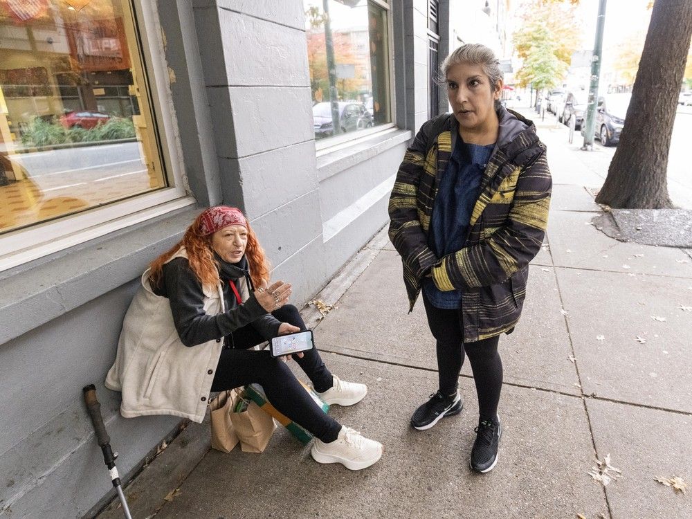  leona gallant and shannon maghrebian-chairity (right) speak after the arrests and seizures by police