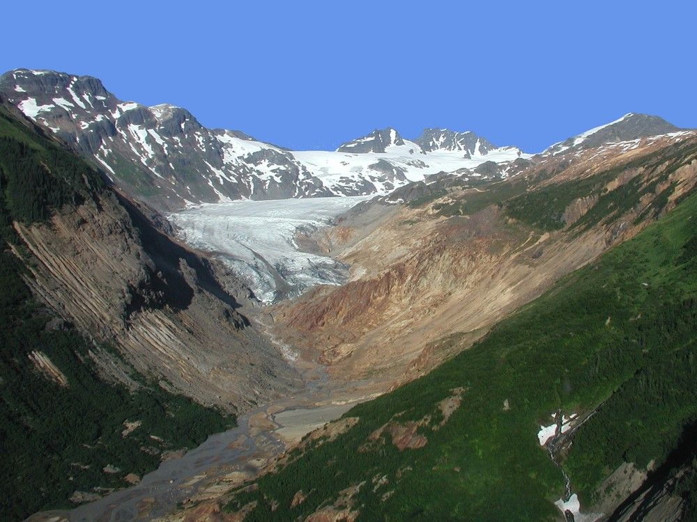 An aerial view of the Mitchell deposit, one of four in Seabridge Gold's KSM claim in remote northwestern B.C. An aerial view of the Mitchell deposit, one of four in Seabridge Gold's KSM claim in remote northwestern B.C.