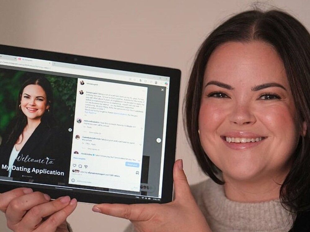 Krista Nugent with her Instagram dating post. While she said it's early in the process, she already has a few potential suitors, adding that the experience has been a positive one, if only because of the kindness of those interested in finding her a match. ADRIAN LAM, TIMES COLONIST Krista Nugent with her Instagram dating post. While she said it's early in the process, she already has a few potential suitors, adding that the experience has been a positive one, if only because of the kindness of those interested in finding her a match. ADRIAN LAM, TIMES COLONIST