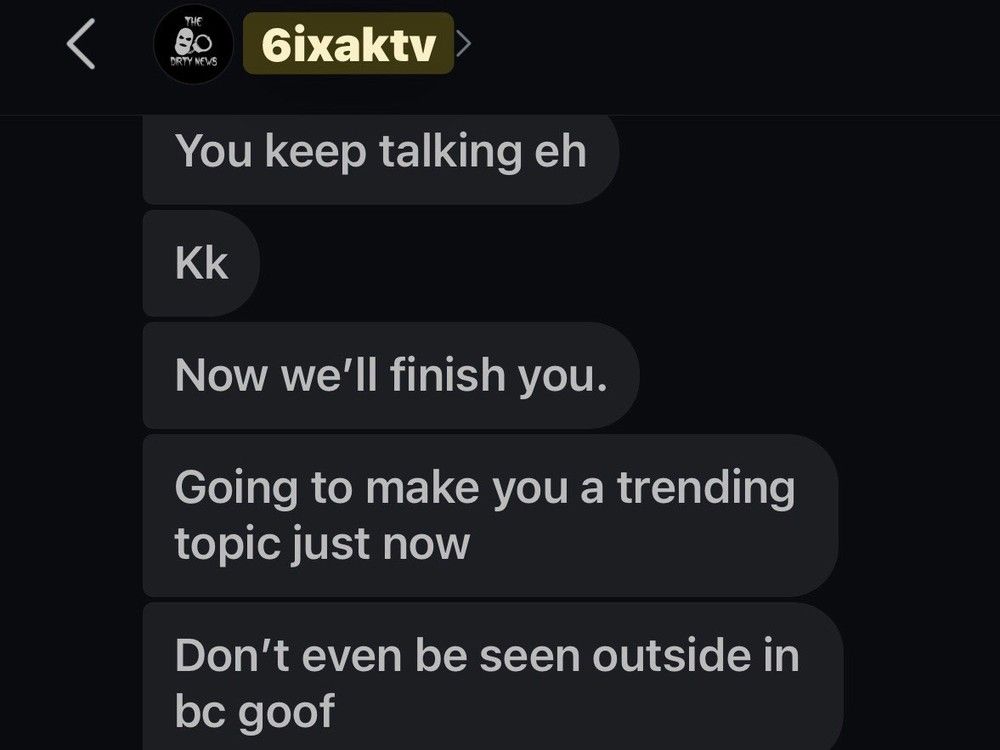  Screenshot of crime blogger’s threat against Brittani Russell in December, 2024