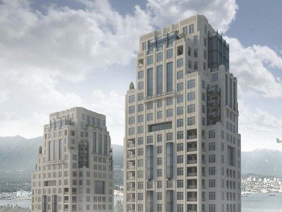 The proposed development at 1414 Alberni and 740 Nicola includes two towers that rise in tiers. This is the top of the 48 and 43 storey buildings.