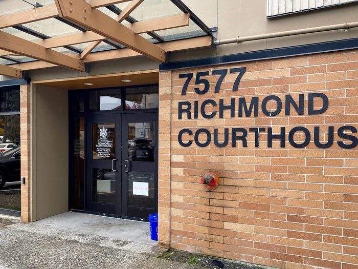 File photo: An entrance to the Richmond Provincial courthouse is seen Monday, Nov. 6, 2023.