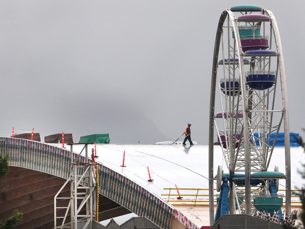 Construction is underway at the PNE Amphitheatre in Vancouver on Nov. 24.