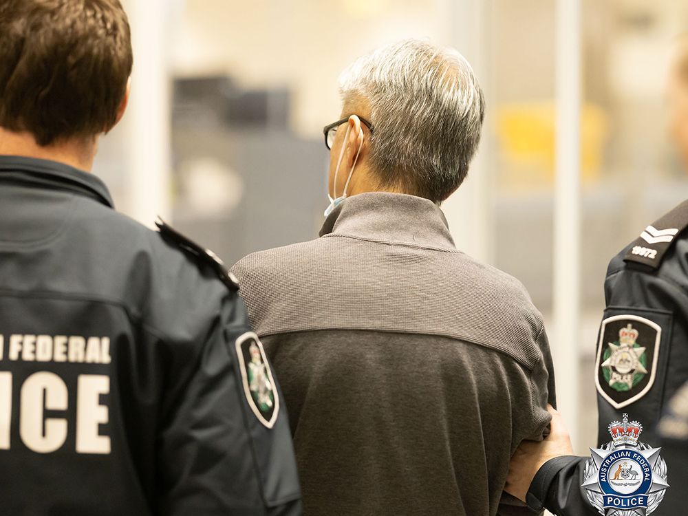 Handout photo of Tse Chi Lop at the Melbourne airport on Dec. 22, 2022, after he was extradited from the Netherlands on drug charges. From the Australian Federal Police. 