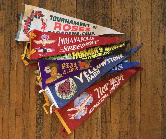  The collection includes many pennants from her travels.