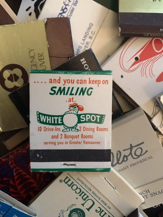  The back of a 1960s-era matchbook from White Spot.