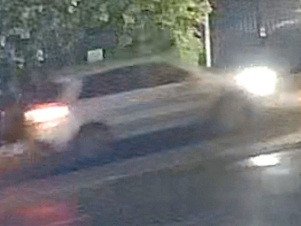  A handout image of an Acura RDX from surveillance video on Nov. 27, 2025. The vehicle is wanted by police in relation to a hit and run near Graveley Street and Slocan Avenue that left a 40-year-old man seriously injured.