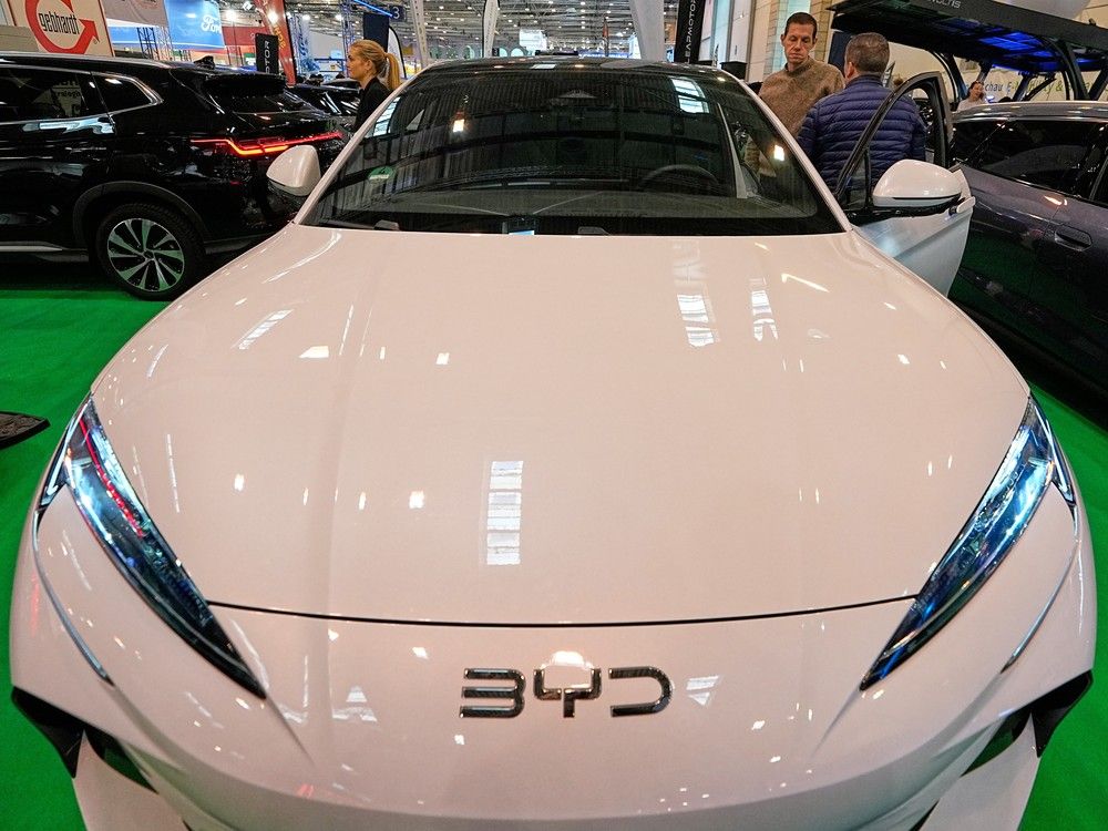 A BYD electric car is on display at the Essen Motor Show in Essen, Germany, Thursday Dec. 4, 2025.