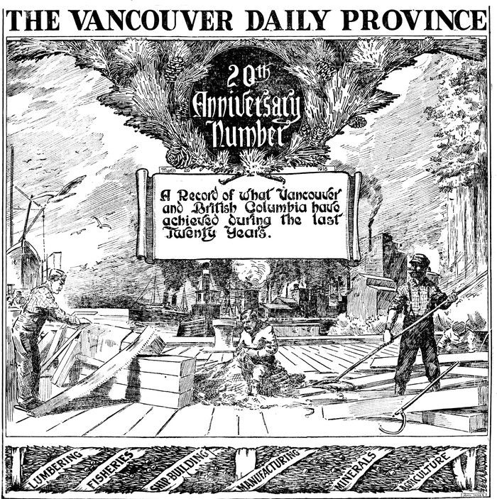  Detail from a John Innes illustration for the ’20th Anniversary Number’ of The Vancouver Province. Appeared March 26, 1918.