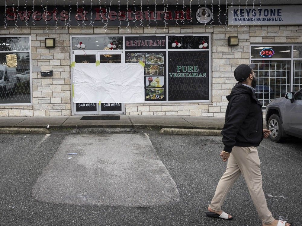 Front window of The Bhojan Sweets and Restaurant at 8077 King George Blvd. in Surrey.