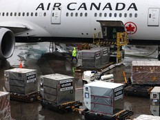 An Air Canada plane is loaded with cargo at Vancouver International Airport on Feb. 2 as the airport saw record numbers for both passenger travel and cargo shipments in 2025.