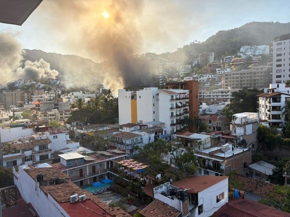  Photo taken Sunday, Feb. 22, 2026 from a rooftop in the Romantica neighbourhood of Puerto Vallarta, Mexico.