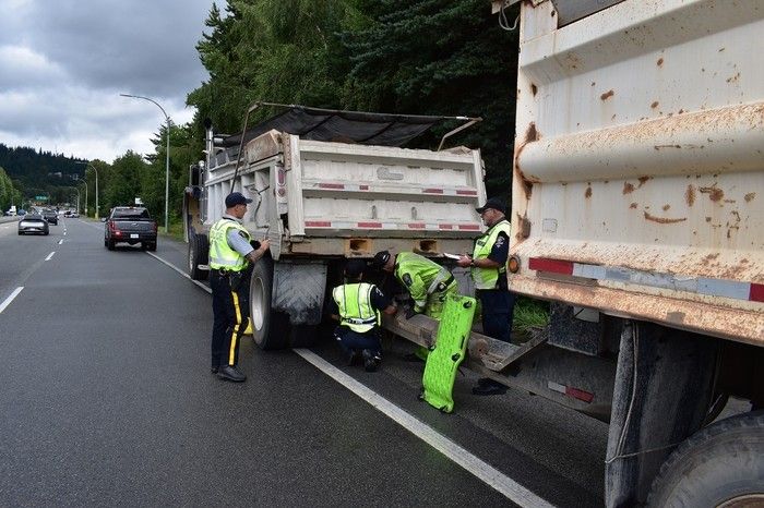  RCMP highway patrol issued more than $18,000 in tickets for defective trucks during a two-day truck safety inspection blitz on July 8 and 9, 2025, in Coquitlam and Chilliwack.