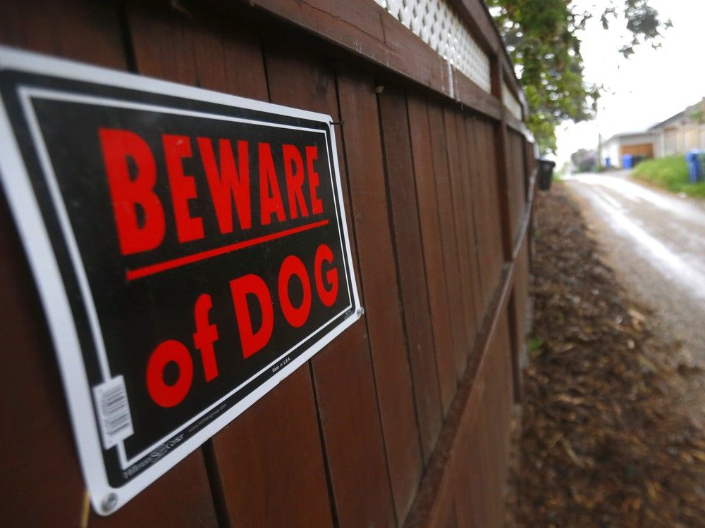 File photo: A beware of dog sign. 