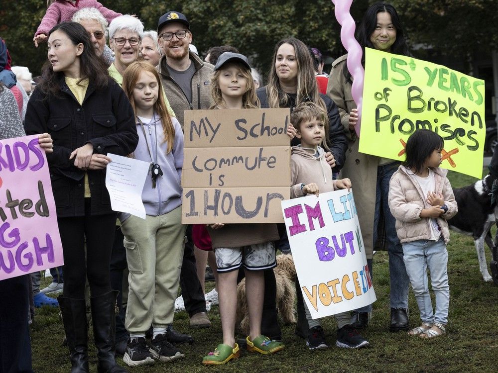  A rally demanding action on a long-promised school at Olympic Village drew hundreds of people to the village last October.