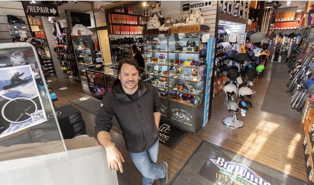  West Coast Sports store manager Chris Turjanica in Vancouver. There has been a lack of snow and record warm temperatures.