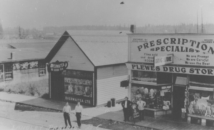 1929: Overwaitea and Plewes Drug Store.