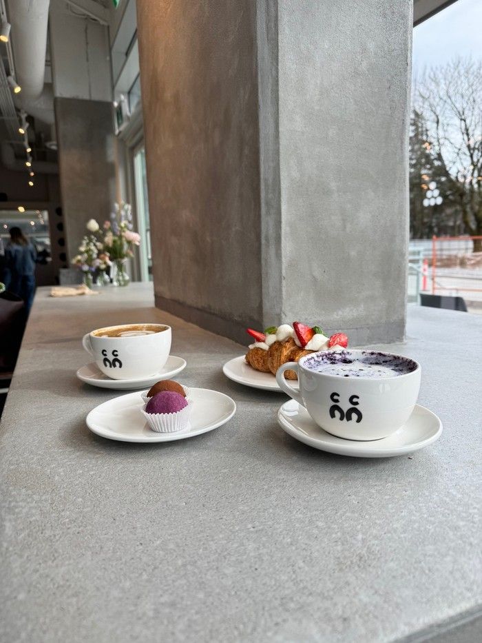  A selection of drinks and pastries from C Market Coffee.