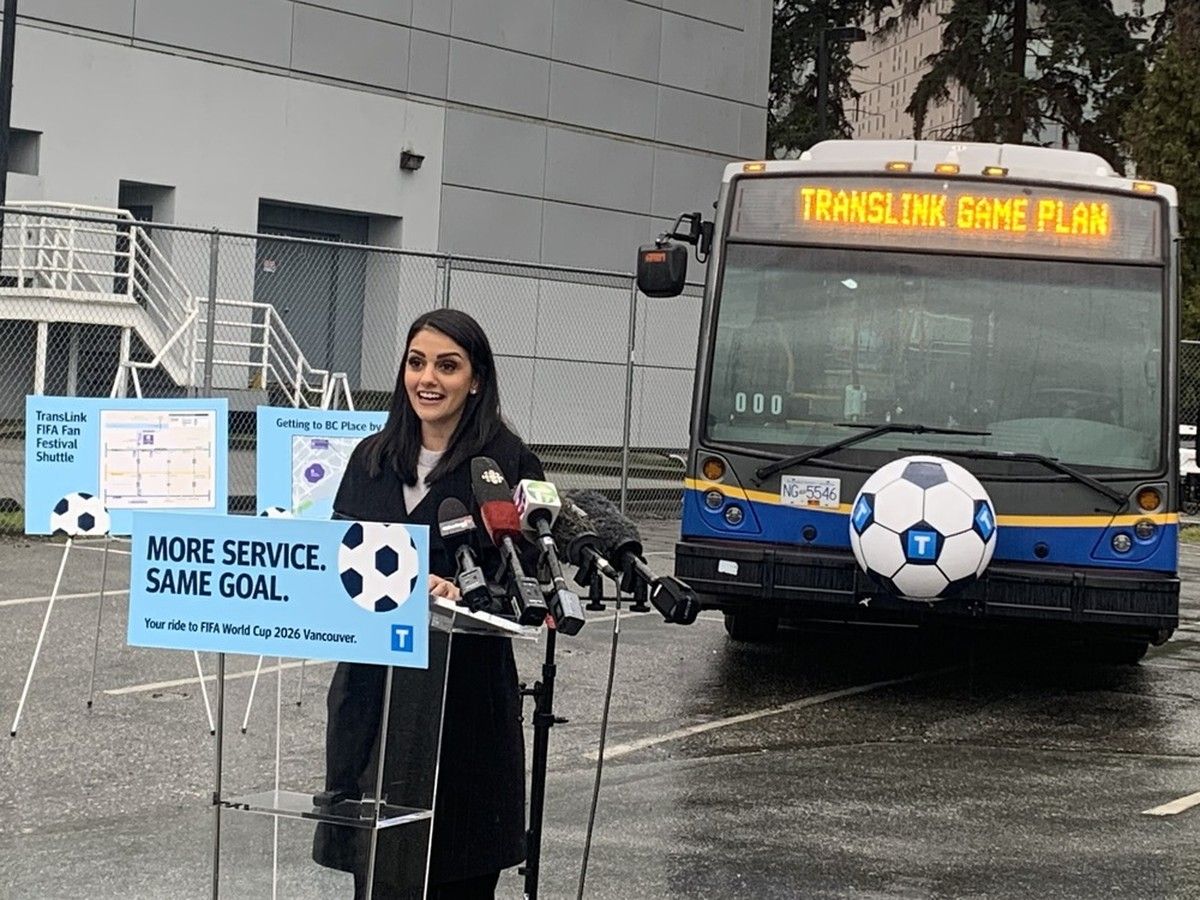 TransLink spokesperson Anita Bathe announces TransLink's plan for World Cup events.