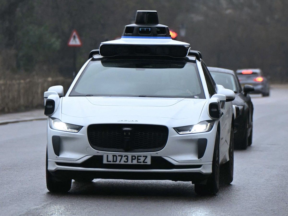 A car from U.S. self-driving car company Waymo is pictured in the streets of central London, England, on Feb. 5.