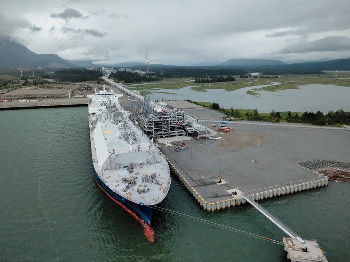  LNG tanker GasLog Glasgow at LNG Canada’s shipping terminal in Kitimat.
