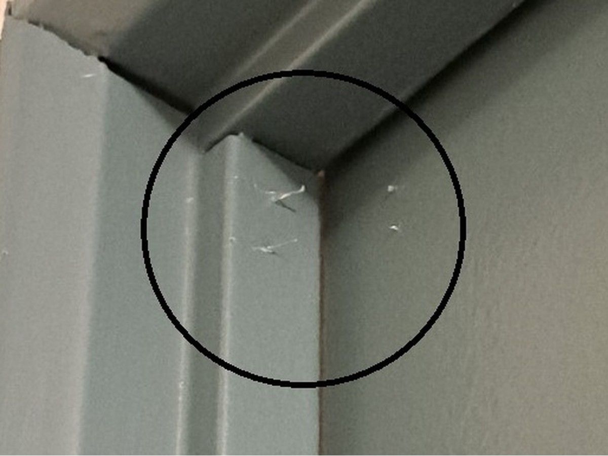  This handout image from the VPD shows how suspects used hot glue between the door frame and the door, to see which doors had been opened, thus breaking the dried string of glue.