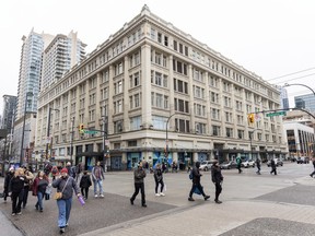 The Bay store on Georgia and Granville in downtown Vancouver on March 24, 2026.