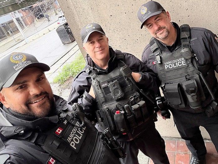 A photo from a recruitment social media post for the retired police officer program, Staff Sgt. Cam Lawson at far right.