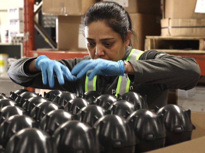Scene from the first live production run using plastics recovered from Lower Mainland construction sites, at the Plascon Plastics facility, in Delta, on April 7, 2026.