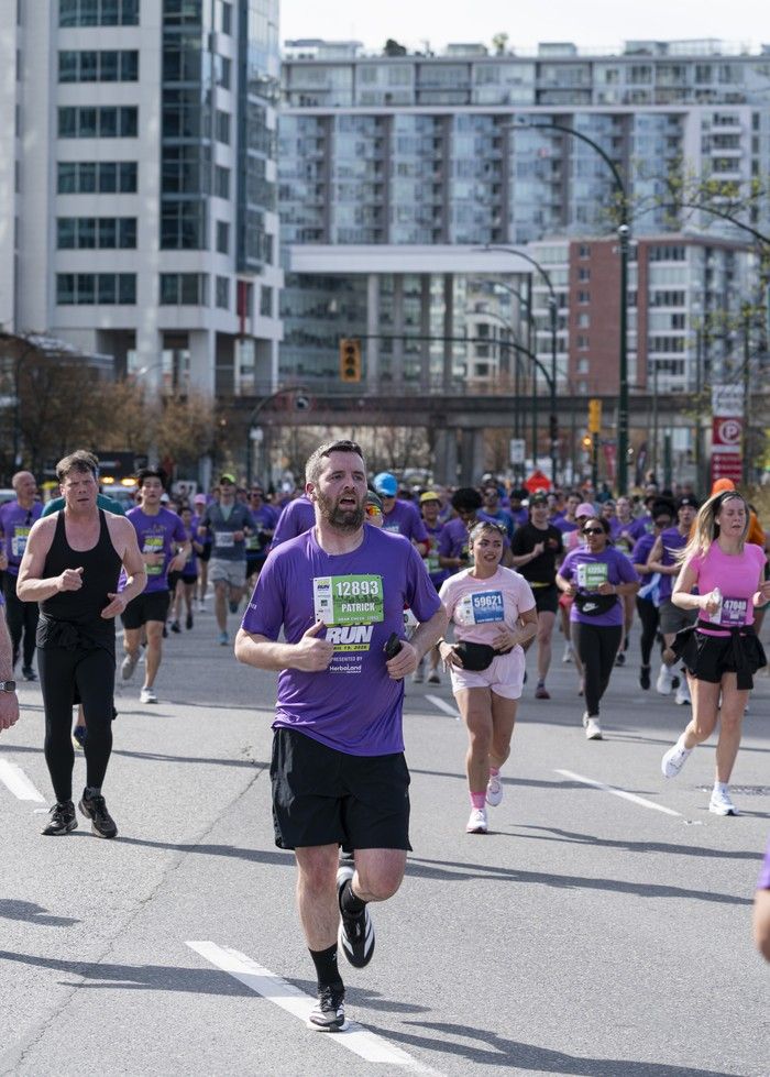 Runners run the course at the 2026 Vancouver Sun Run in Vancouver on April, 19, 2026.