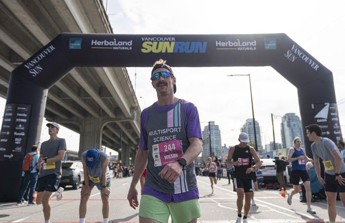 Runners run the course at the 2026 Vancouver Sun Run in Vancouver on April, 19, 2026.