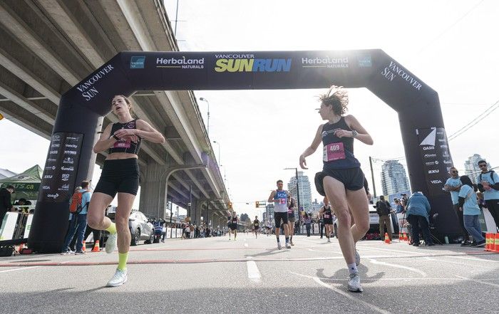 Runners run the course at the 2026 Vancouver Sun Run in Vancouver on April, 19, 2026.