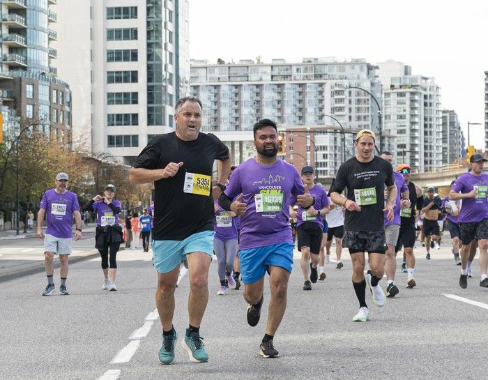 Runners run the course at the 2026 Vancouver Sun Run in Vancouver on April, 19, 2026.